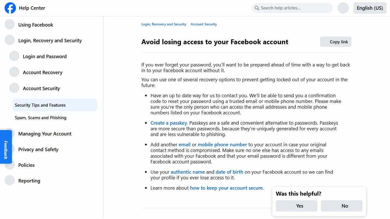 Avoid losing access to your Facebook account Facebook Help Center